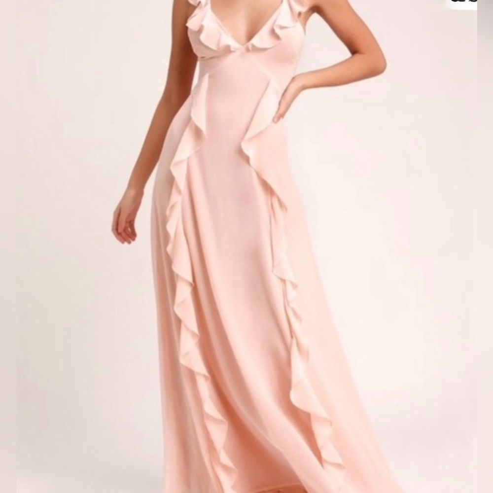 Lulu's Blush Ruffle Maxi Dress